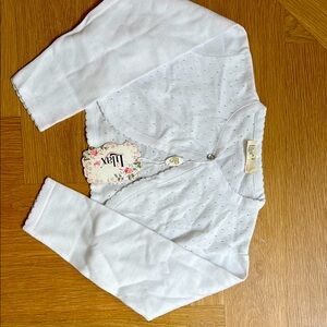 NWT White Cropped Cardigan, Sz 9 (134 cm)